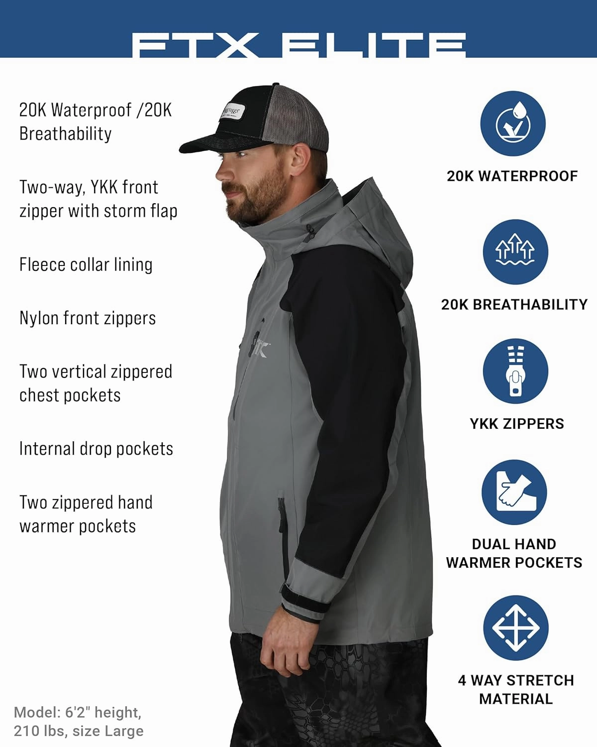 FROGG TOGGS Men's Ftx Elite Ultra Performance Waterproof Angler Fishing Rain Jacket