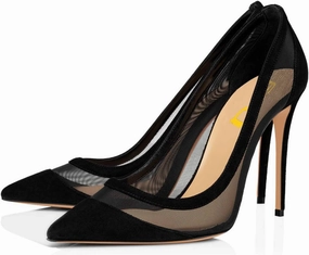 FSJ Women Sexy Mesh Stiletto High Heels Pumps Pointed Toe Slip On Dress Party Evening Office Shoes Size 4-15 US