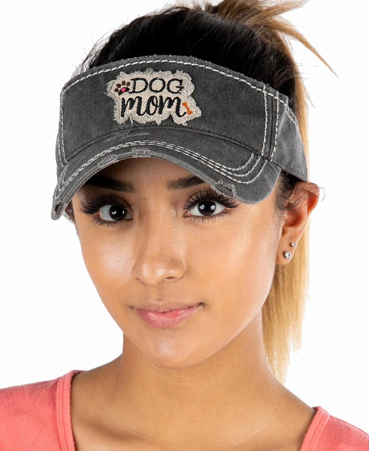 Funky Junque Women's Ponytail Baseball Cap - Adjustable Athletic Visor Hat with High Messy Bun Opening