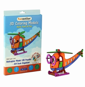 Funvention 3D Coloring Models Helicopter Model (3D Puzzle)