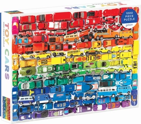 Galison 1000 Piece Rainbow Toy Cars Jigsaw Puzzle for Families and Adults, Finished Puzzle is a Unique Rainbow Image, Photo Art Puzzle Includes Varying Colors and Sizes of Toy Cars, Multicolor