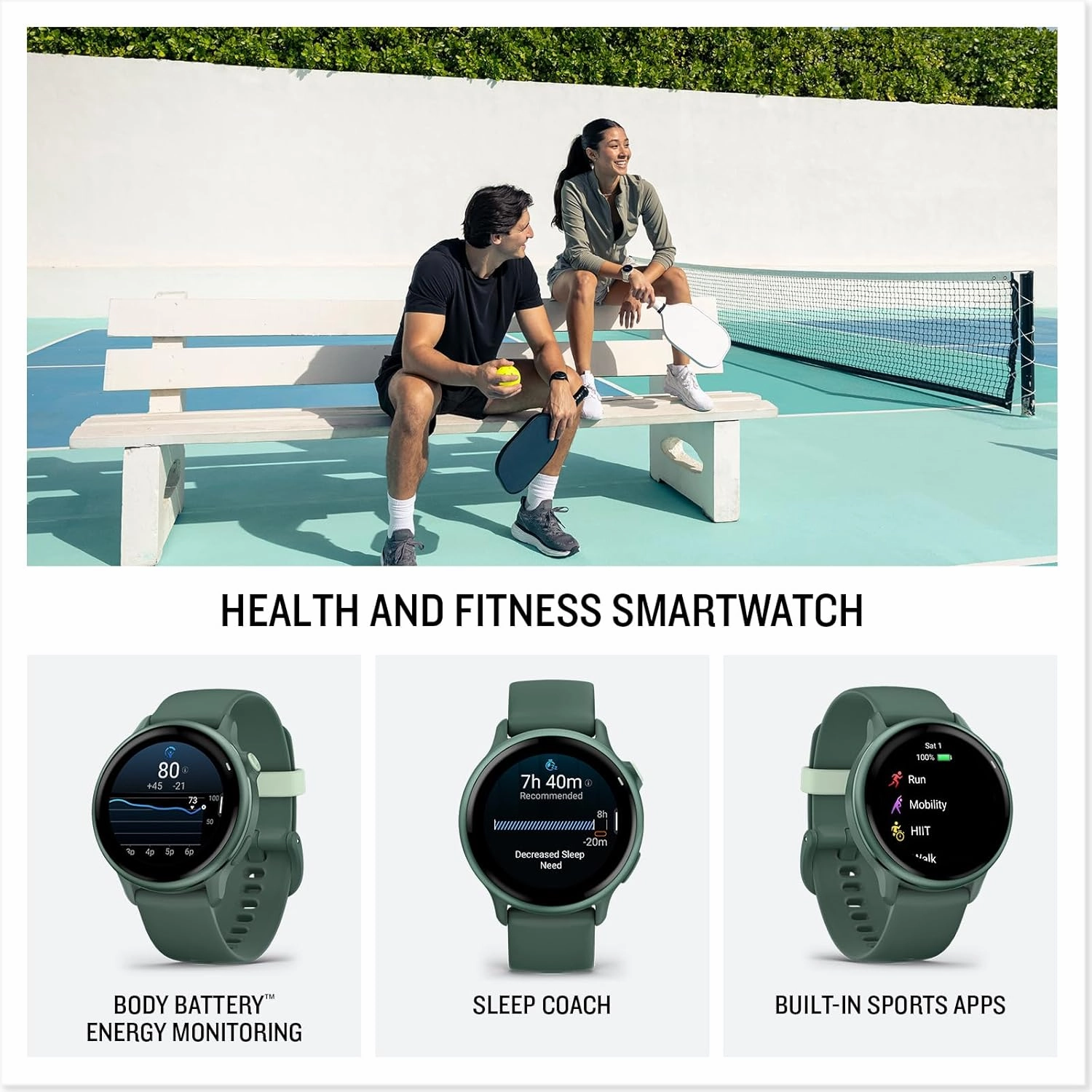 Garmin vívoactive® 6, Health and Fitness GPS Smartwatch, AMOLED Display, Up to 11 Days of Battery, Metallic Jasper Green with Jasper Green Band