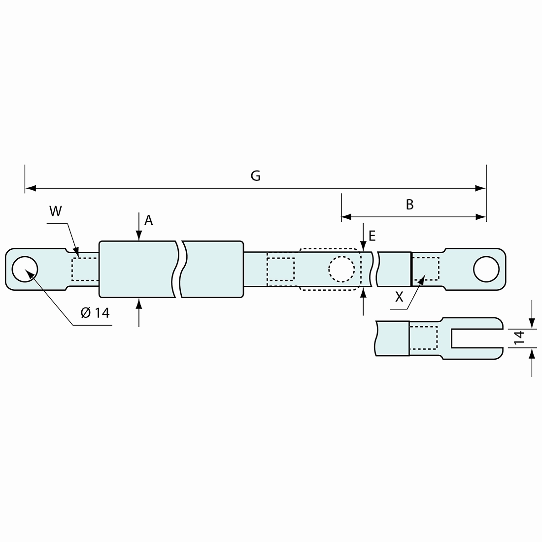 Gas Strut Adjustable Pressure Black 690mm