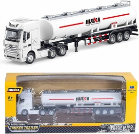 Gemini&Genius Oil Tanker Trailer Toy, Heavy Duty Realistic Look Alloy Hauler Car Toys Vehicle, 1:50 Scale Diecast Tanker Truck, Toy Trucks for Kids (Detachable)