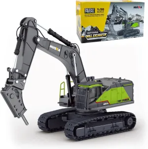 Gemini&Genius Drill Excavator Toy for Kids, 1:50 Scale Impact Hammer Excavator Construction Vehicle Toy, Demolition Machine-Tracked Driller, Engineering Car Great Toys and Gifts