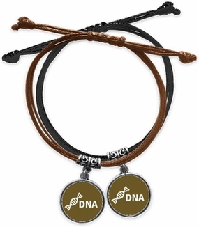 Gene Double Helix Structure Life Bracelet Double Leather Rope Wristband Couple Set Gift