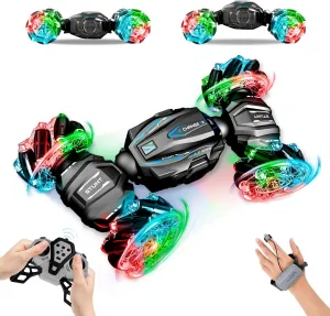 Gesture Sensing RC Stunt Car, Boys Toys Age 6-8 8-13, 4WD Remote Control Car with Rotation, Drift, Transform, Colorful Light, Music, Birthday Gift for Boy Age 5-7 8-13