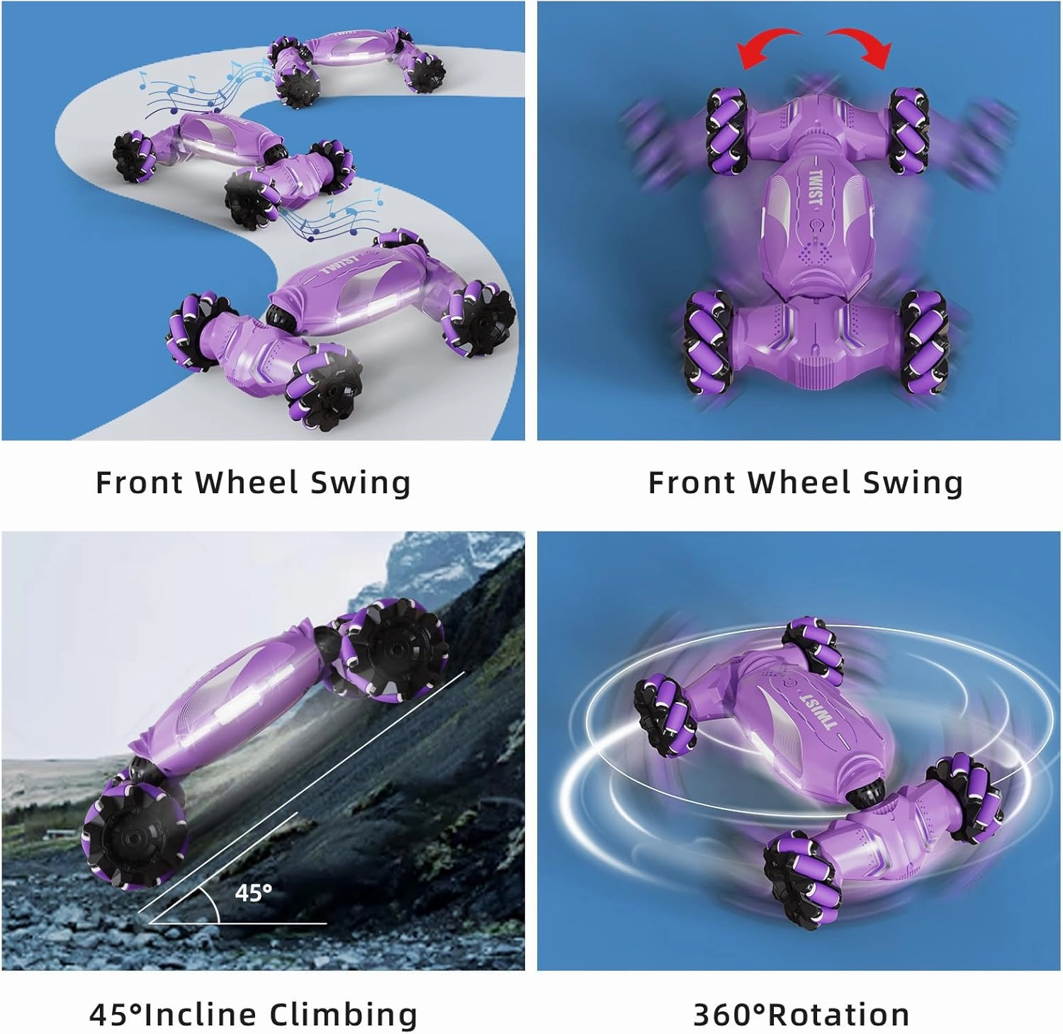 Gesture Sensing RC Stunt Car - Hand Controlled Remote Control Car 4WD Offroad 360° Rotation with Light Music, RC Drift Car Toys for 6-12 Year Boys, Cool Birthday Gifts for Kids