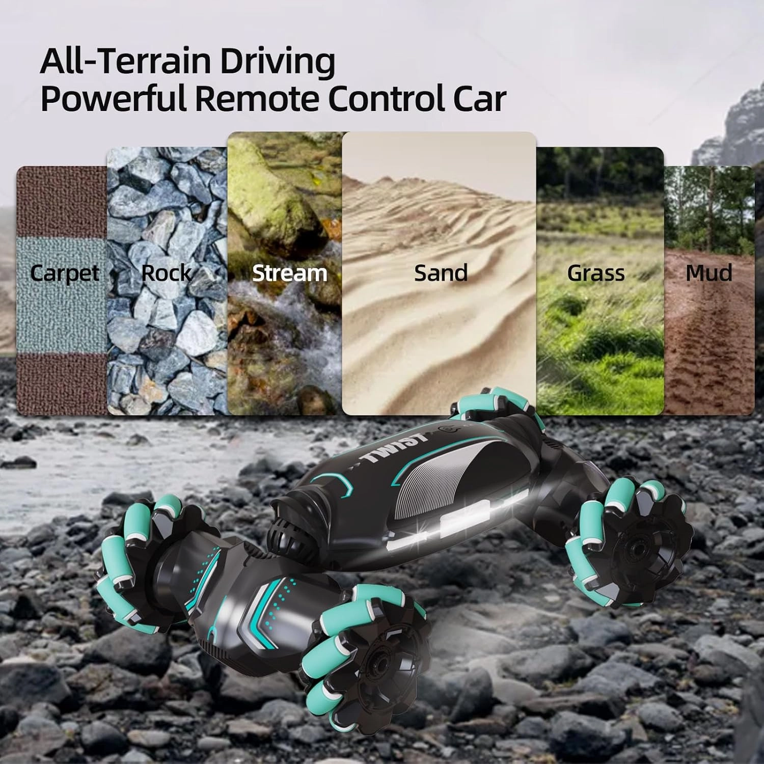 Gesture Sensing RC Stunt Car - Hand Controlled Remote Control Car 4WD Offroad 360° Rotation with Light Music, RC Drift Car Toys for 6-12 Year Boys, Cool Birthday Gifts for Kids