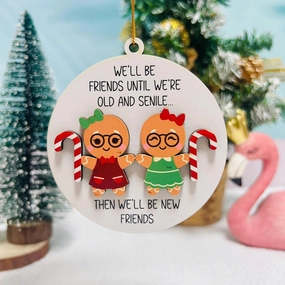 Gingerbread Friends Until We're Old Funny Friendship Ornaments 2024 for Women, Best Friend Christmas Ornaments, Gifts for Bestie