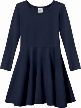 Girls Soft Cotton Jersey Long Sleeve Twirly Dress