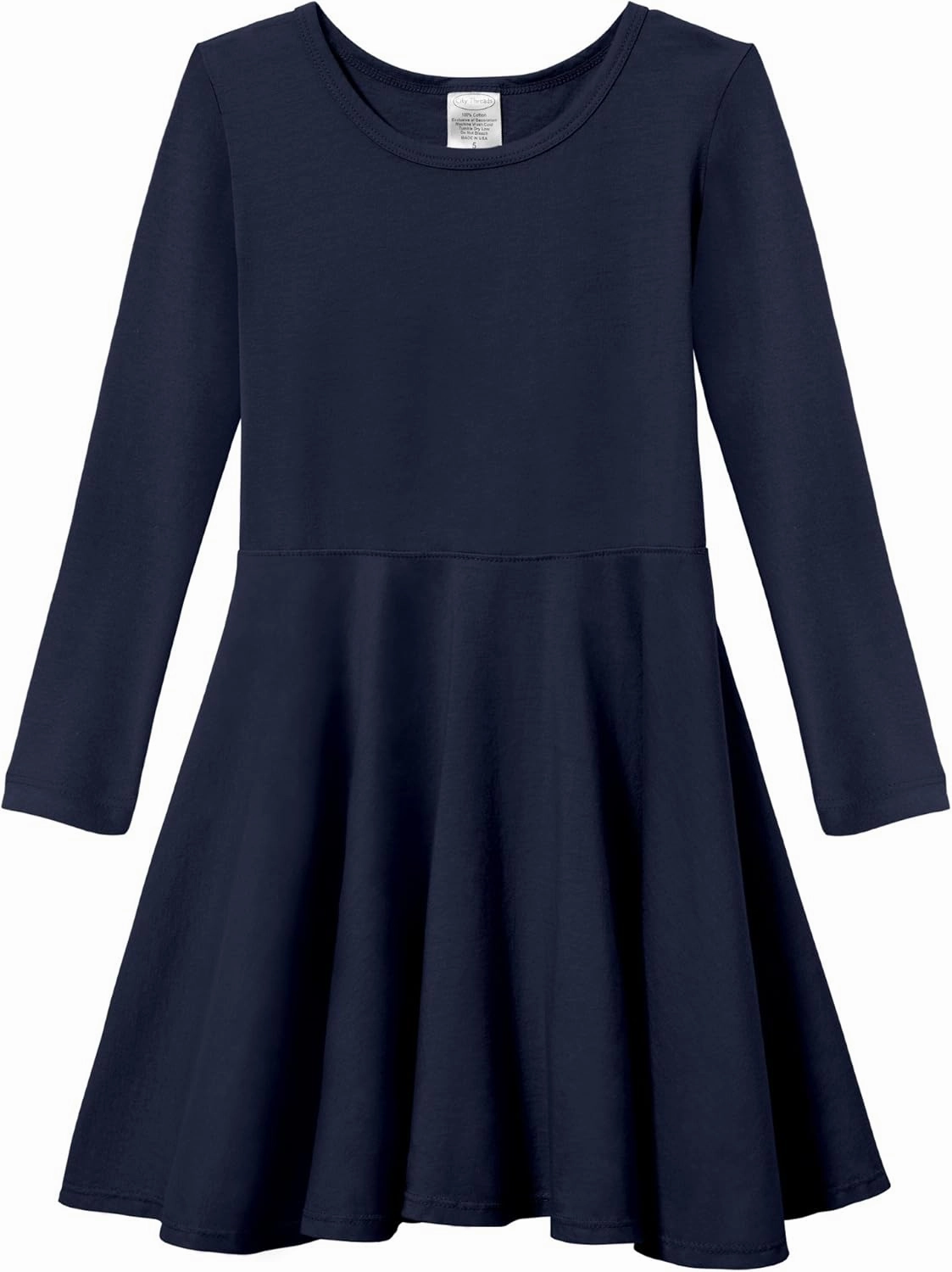 Girls Soft Cotton Jersey Long Sleeve Twirly Dress