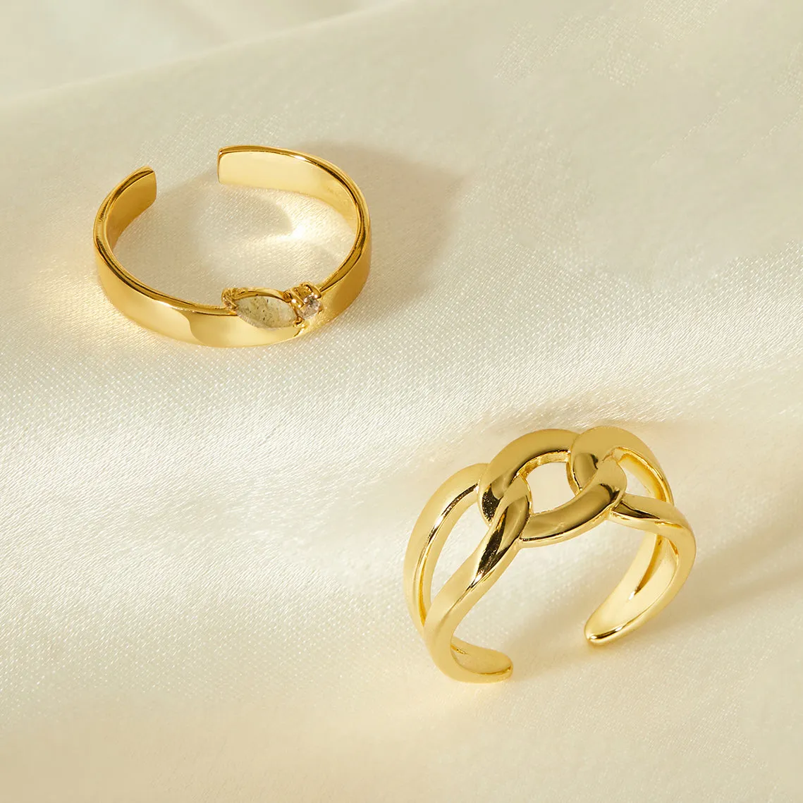 Gold Midnight Thick Adjustable Ring