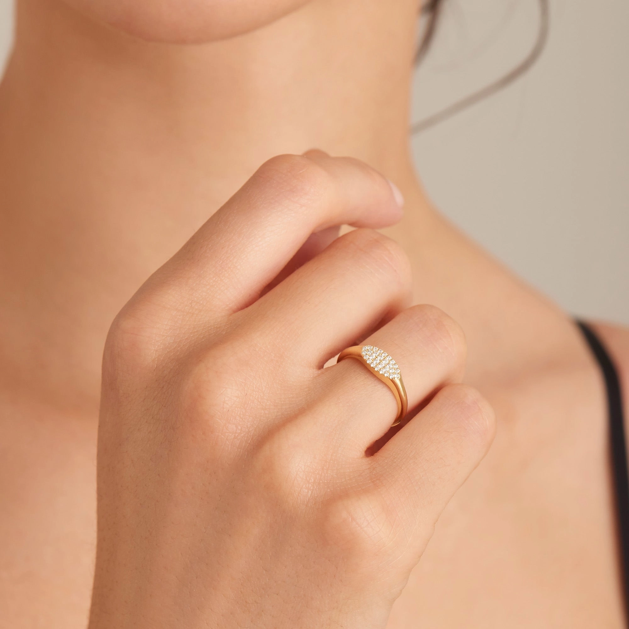 Gold Glam Adjustable Signet Ring