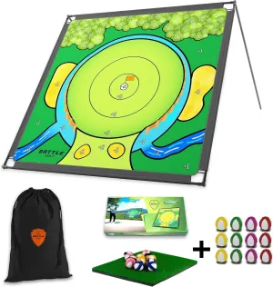 Golf Game Pong Putting Game Set - 20 Balls, Portable Indoor/Outdoor Cornhole Golf Mat, Putter & Carrying Bag - Perfect for Backyard, Parties, Family Fun