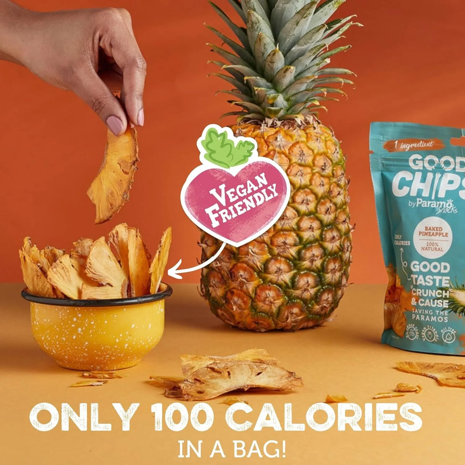Good Chips Baked Crunchy Pineapple - Crispy, Oil Free, Healthy, Naturally Sweet Dried Fruit Snacks - 1 oz - Pack of 8