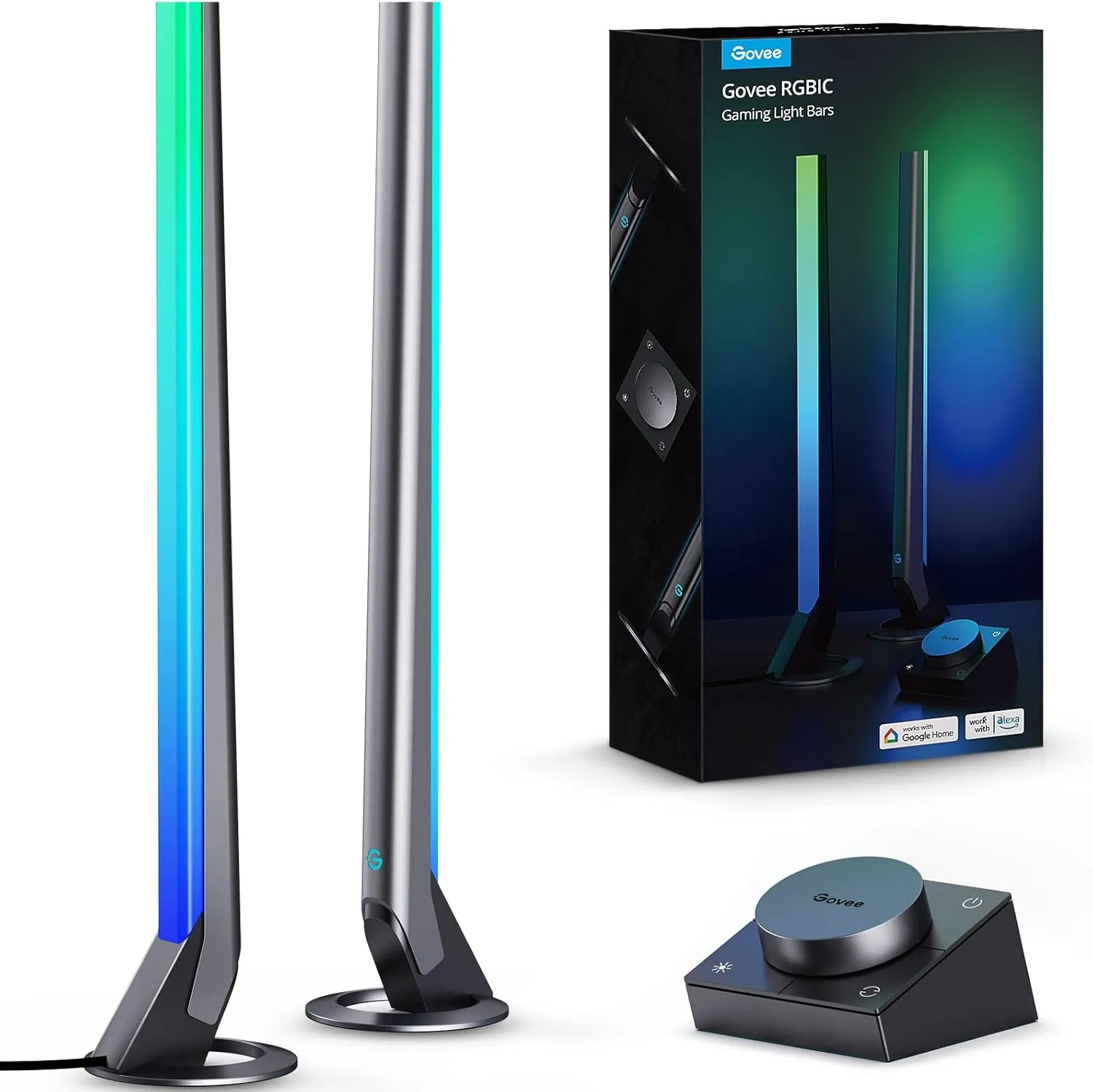 Govee RGBIC Gaming Light Bars H6047 with Smart Controller, Wi-Fi Smart LED Gaming Lights with Music Modes and 60  Scene Modes Built, Works with Alexa & Google Assistant, Game Room Lights Decor