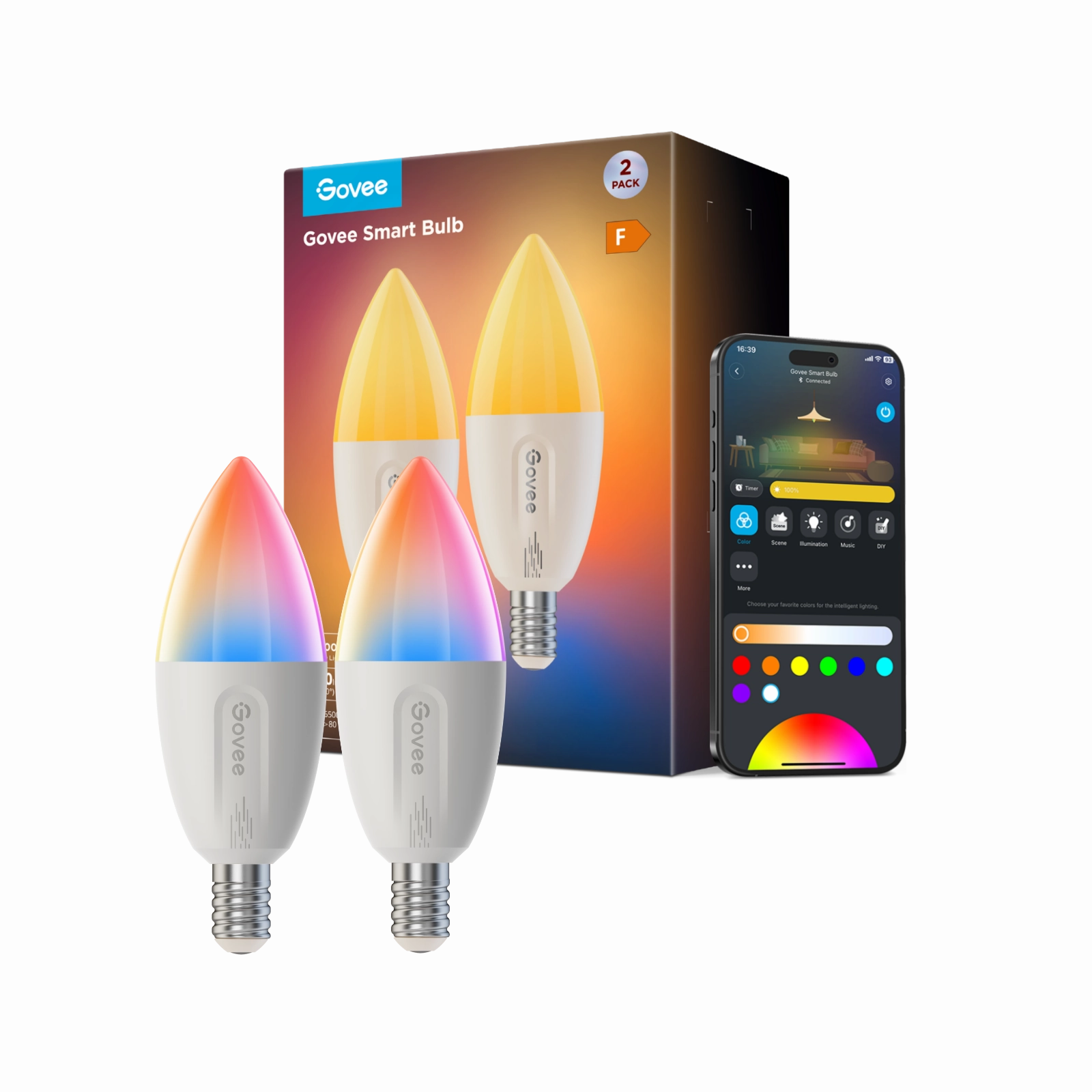 Govee Smart E14 Dimmable LED Light Bulbs