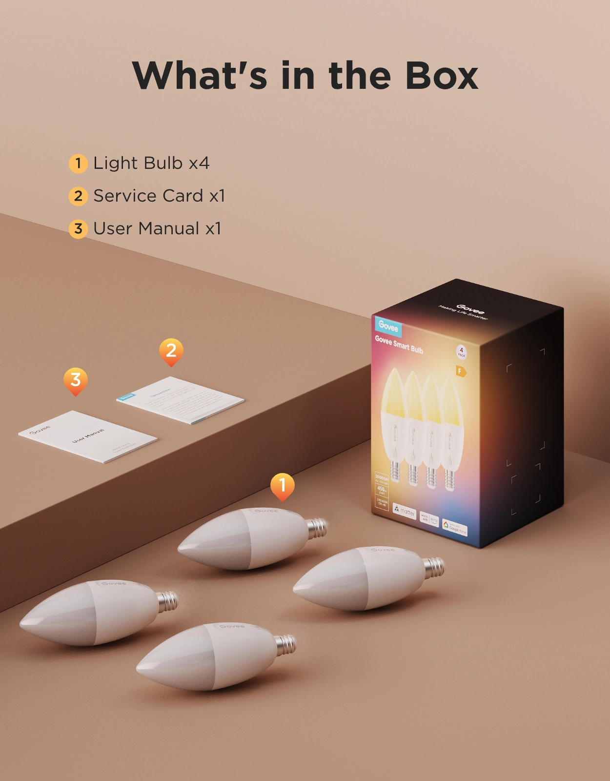 Govee Smart E14 Dimmable LED Light Bulbs