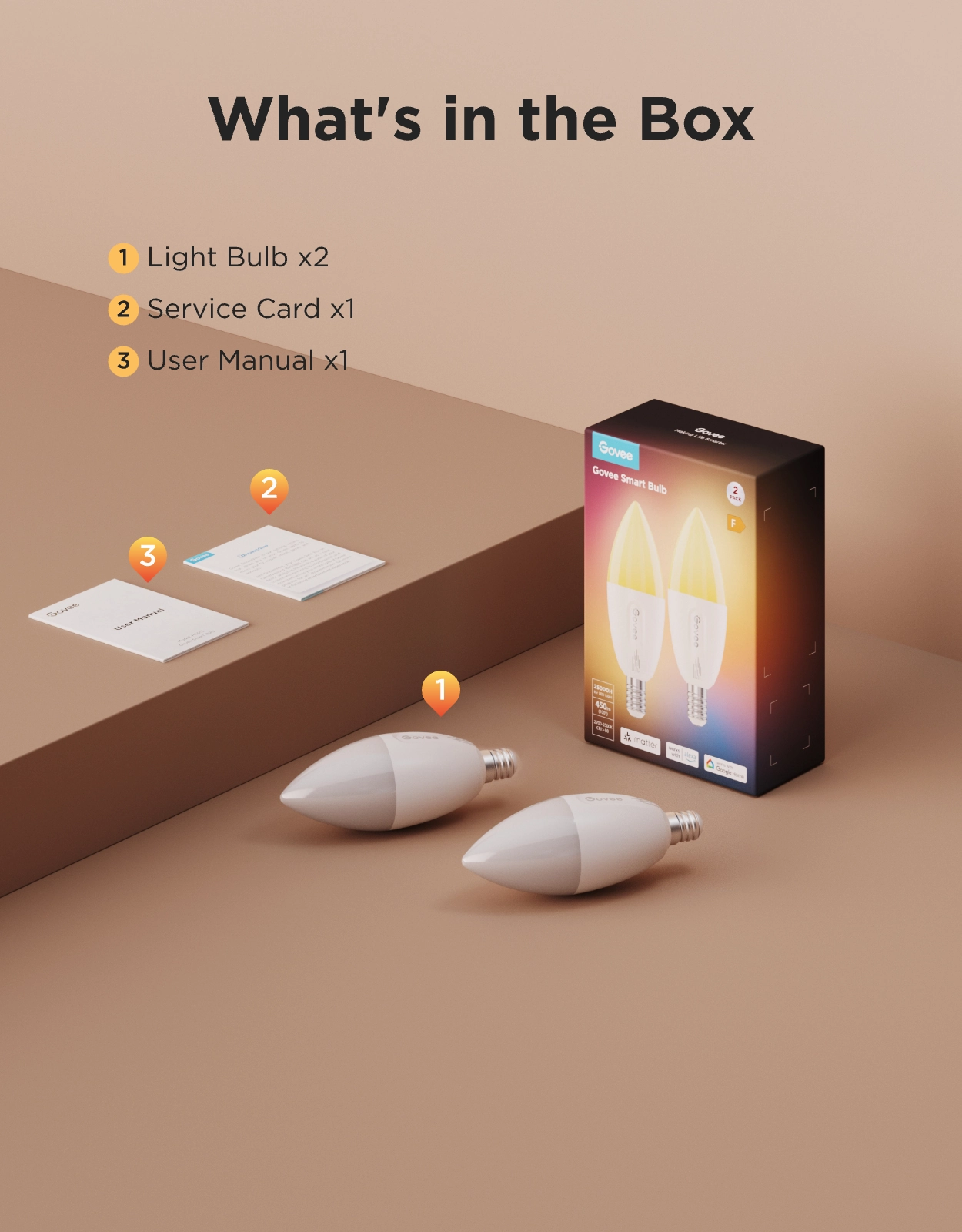 Govee Smart E14 Dimmable LED Light Bulbs