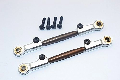 GPM For HPI Bullet Nitro 3.0 Upgrade Parts Spring Steel Front Adjustable Tie Rod With Aluminum Ends (4mm Anti Cross-Thread, To Extend 73mm-80mm) - 1Pr Set Silver