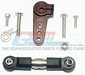 GPM For Losi 1/6 Super Baja Rey 4X4 Desert Truck Upgrade Parts Aluminum Servo Horn With Stainless Steel Adjustable Tie Rod - 1 Set Brown