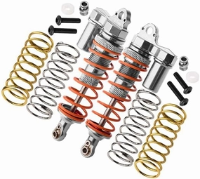 GPM for Traxxas Rustler 4X4 VXL (67076-4) / Hoss 4X4 VXL (90076-4) Upgrade Parts Aluminum Front Adjustable L-Shape Piggy Back Shocks 87mm - 1Pr Set Silver