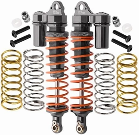 GPM For Traxxas Rustler 4X4 VXL (67076-4) / Hoss 4X4 VXL (90076-4) Upgrade Parts Aluminum Rear Adjustable L-Shape Piggy Back Shocks 102mm - 1Pr Set Gray Silver