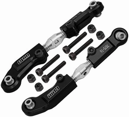 GPM Upgrades Aluminum 7075-T6 Stainless Steel Adjustable Front Steering Tie Rod for 1/7 Limitless All-Road Speed Bash (ARA109011) RC Cars (Black)