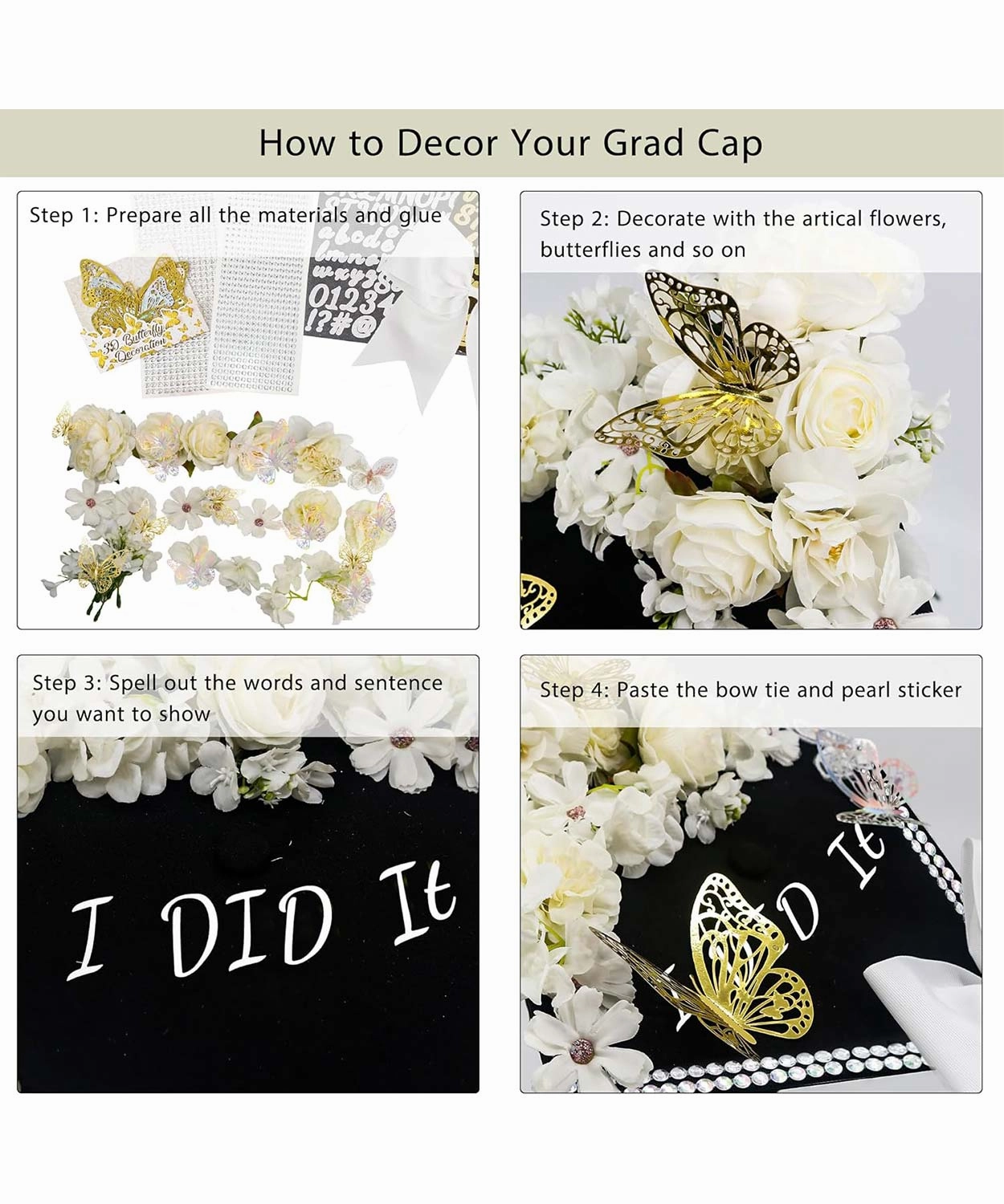 Graduation Cap Decoration Kit DIY Craft - 5 Colors Available