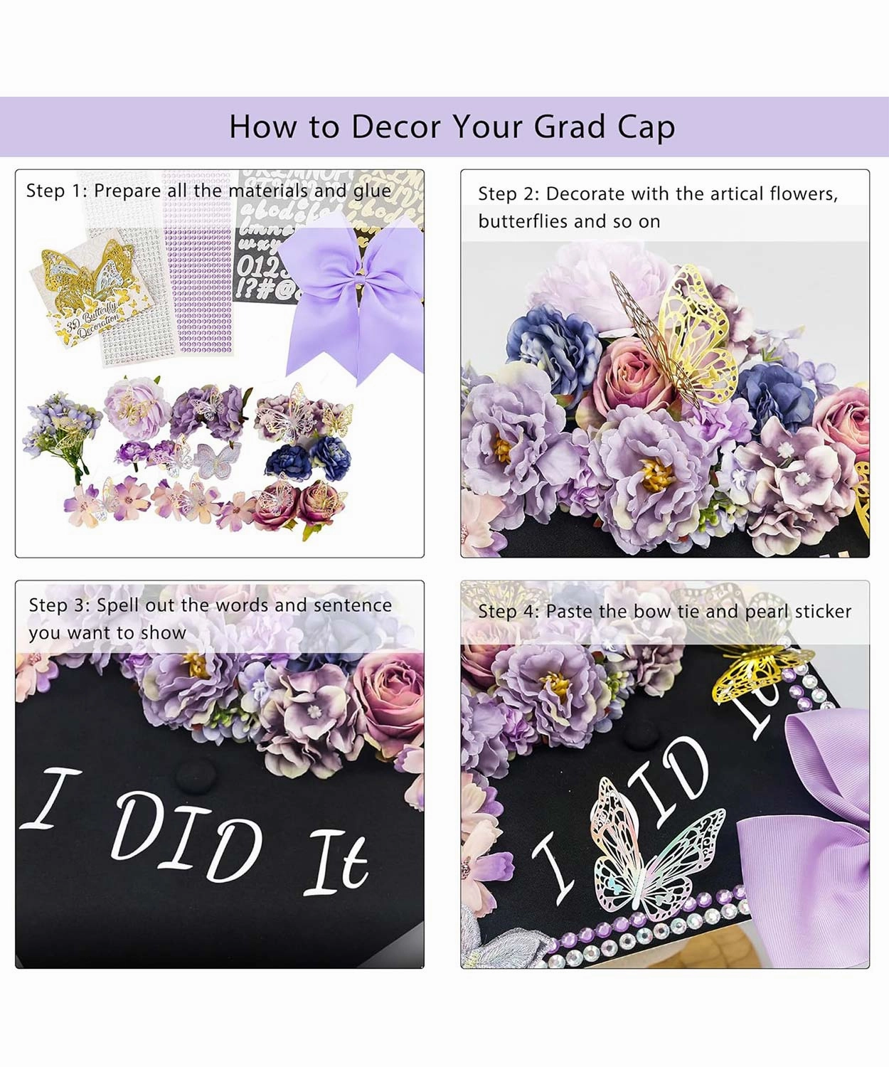 Graduation Cap Decoration Kit DIY Craft - 5 Colors Available