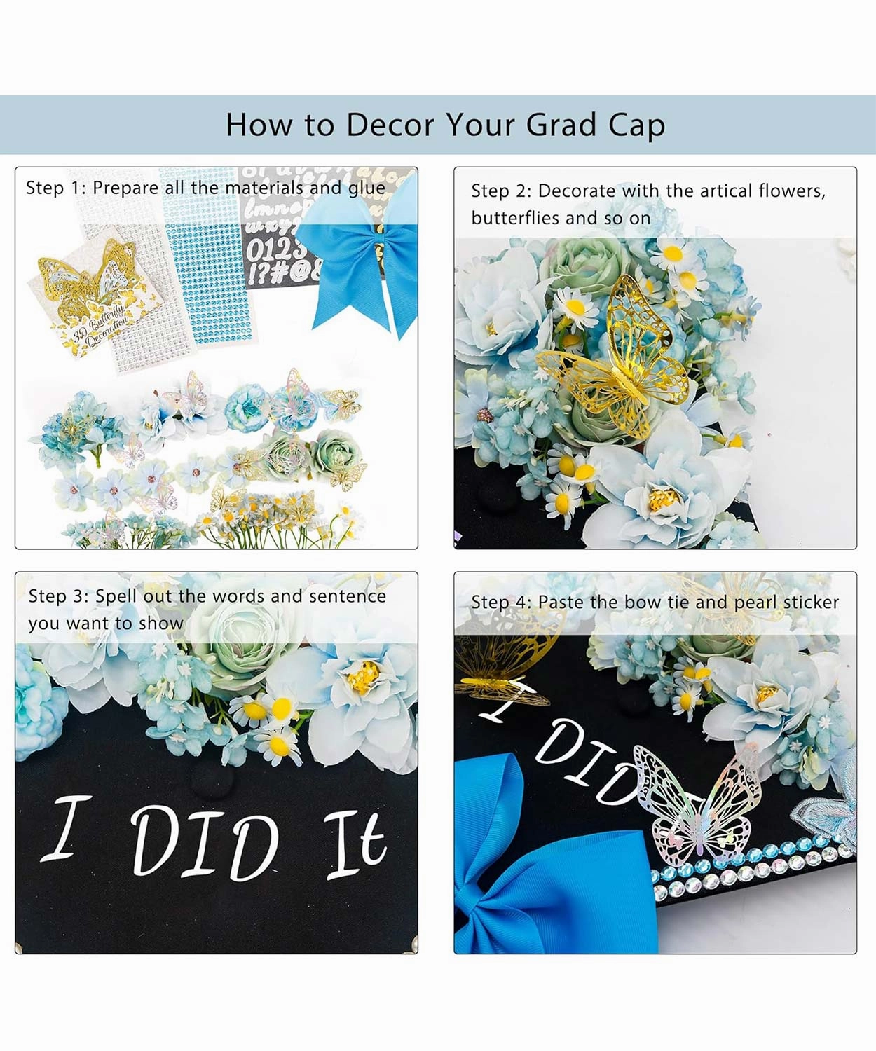 Graduation Cap Decoration Kit DIY Craft - 5 Colors Available