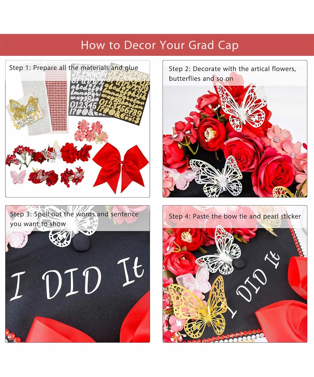 Graduation Cap Decoration Kit DIY Craft - 5 Colors Available
