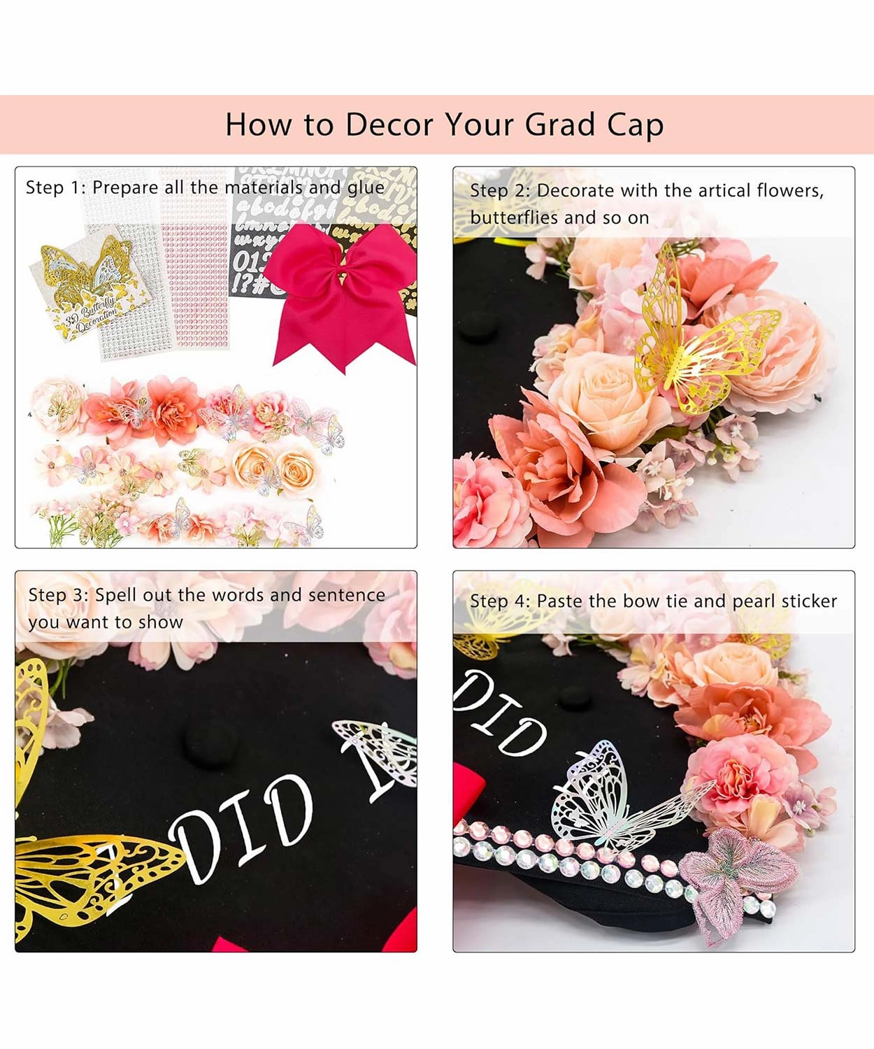 Graduation Cap Decoration Kit DIY Craft - 5 Colors Available