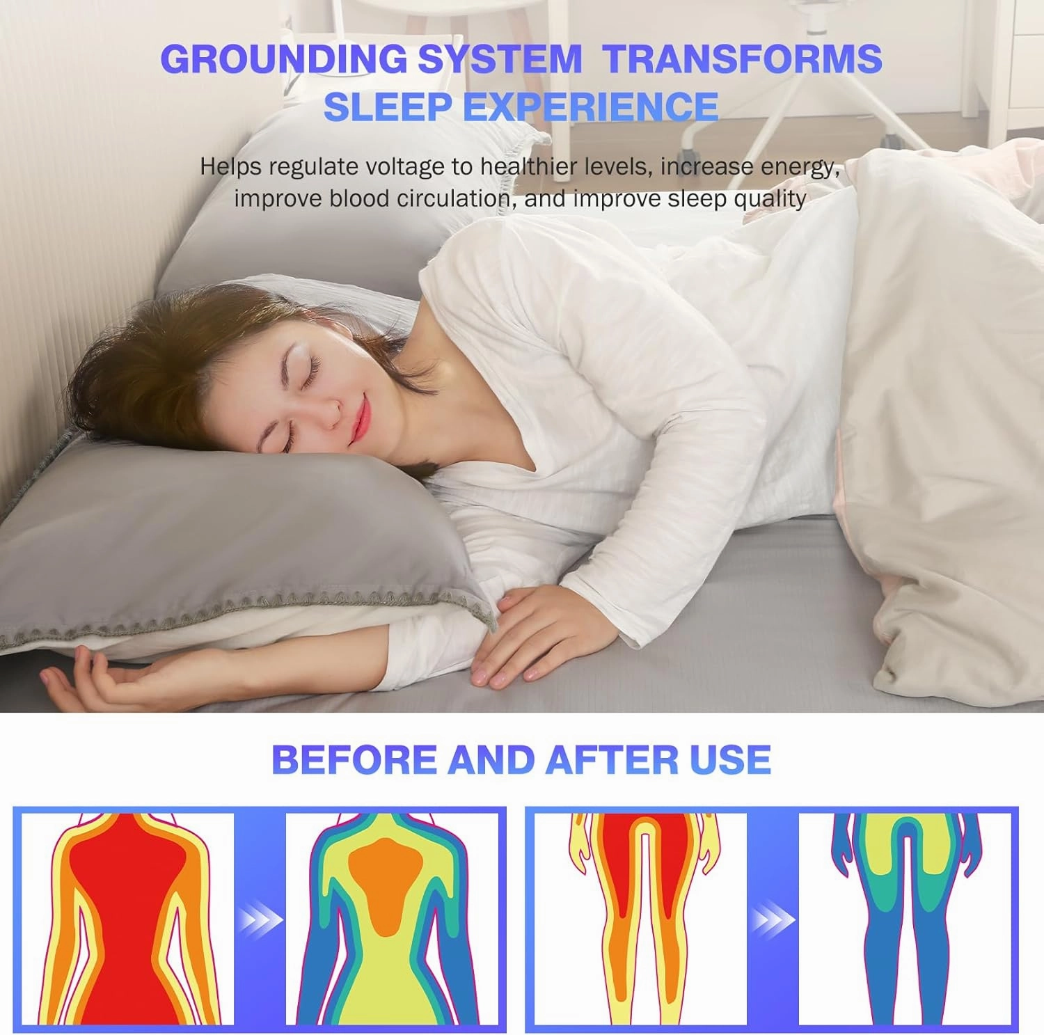Grounding Sheets Queen Size, Earth Grounded Fitted Bed Sheet with 10% Pure Silver Fiber   90% Organic Cotton, for Improved Sleep & Wellness (Gray, Queen - 80"x60"x15")