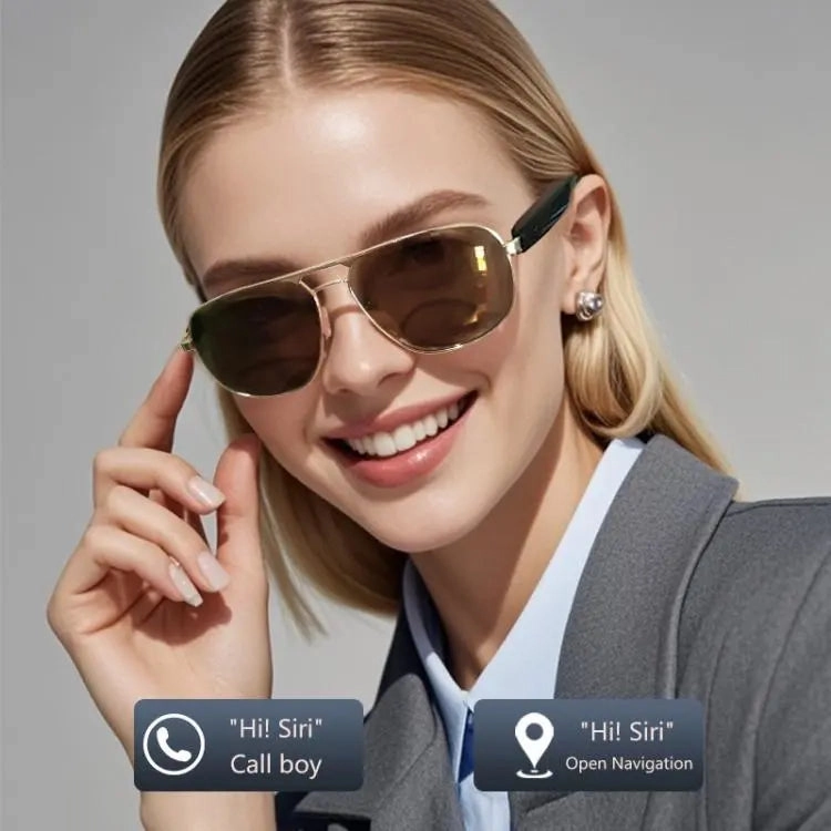 GS02 Smart Glasses, Support Voice Assistant / Bluetooth Call / Remote Control Photography(Brown)