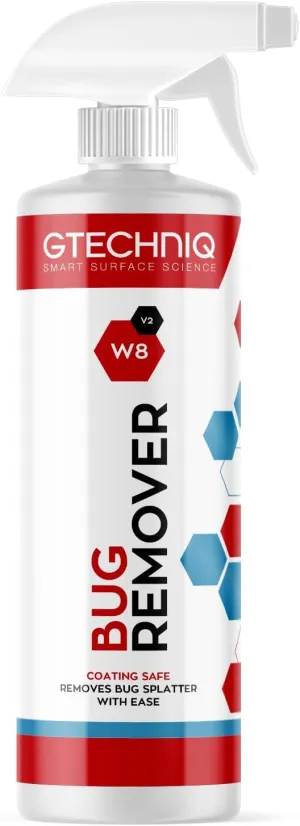 Gtechniq Bug Remover for Cars Exterior, W8 Non-Caustic Cleaner for Bug Stains, 100% Biodegradable, Easy to Use Car Bug Remover Spray - 16.9 fl oz (500ml)
