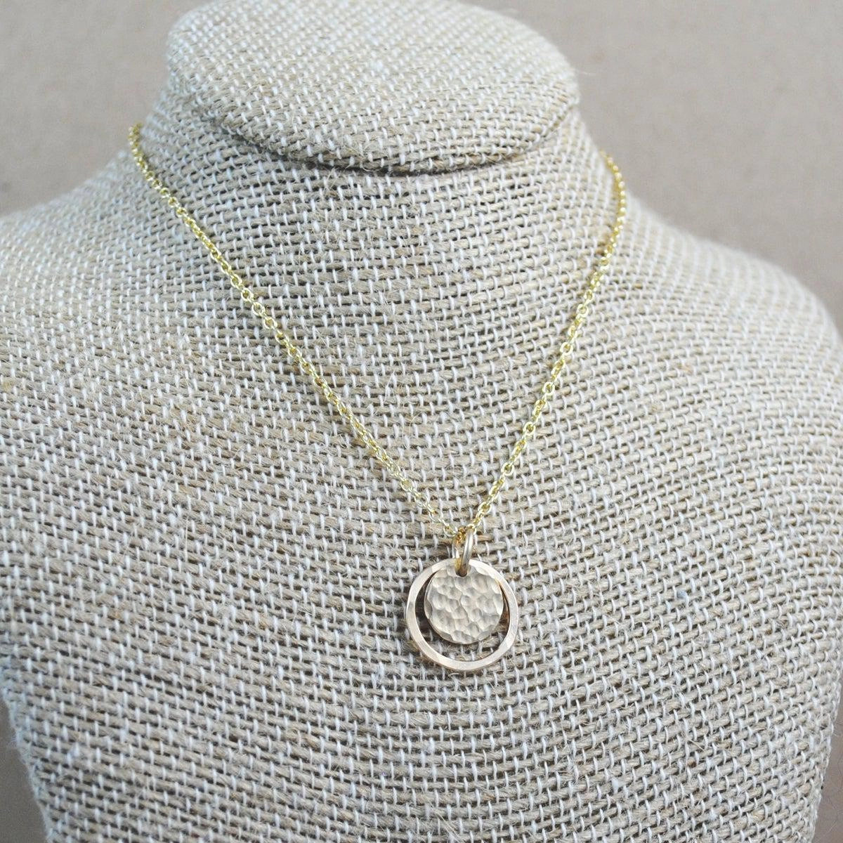 Hammered Halo Pendant - Gold-Filled