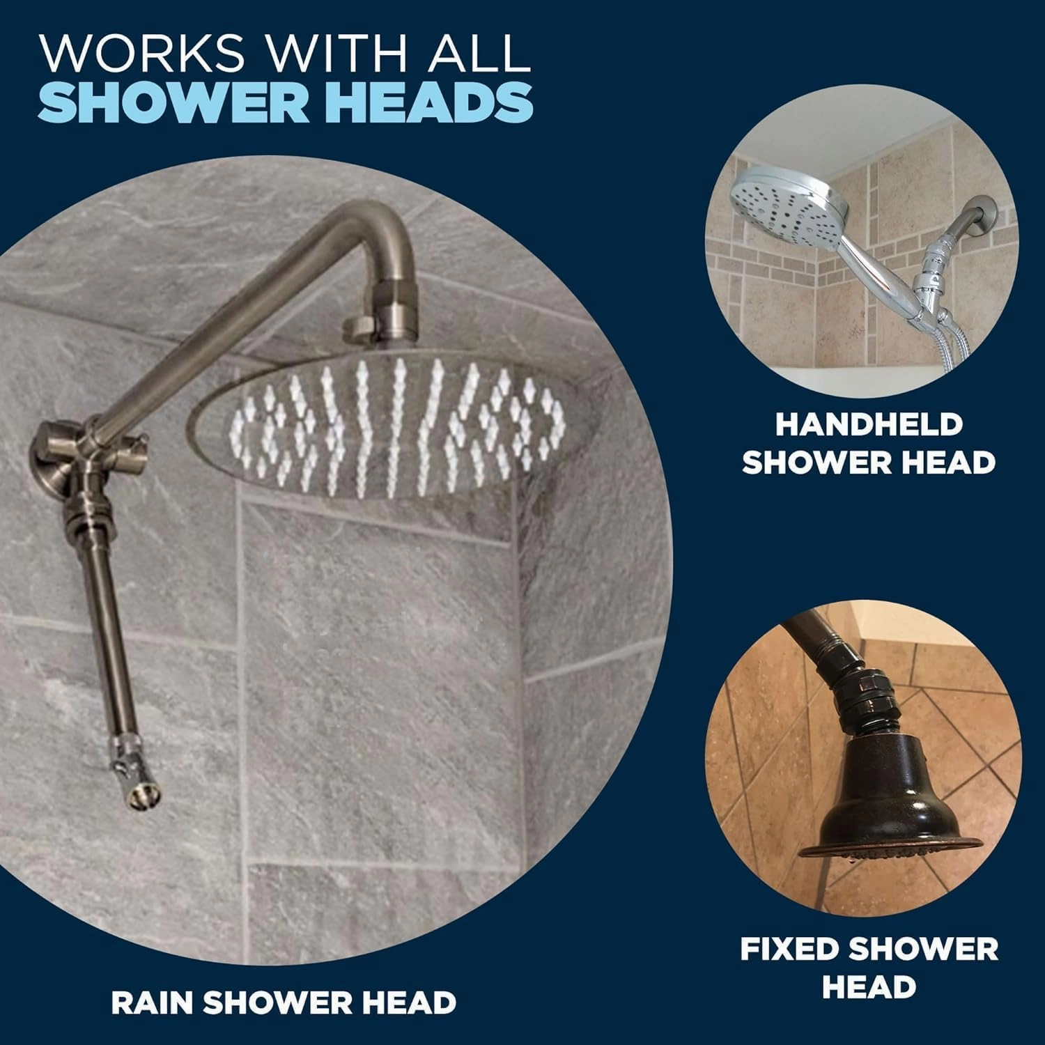 HammerHead Showers® ALL METAL Shower Head Swivel Ball Adapter, Matte Black | Adjustable Pivot Ball To Adjust Showerhead Angle | Universal Connector Joint Fits Fixed, Hand Held & Rain Shower Heads