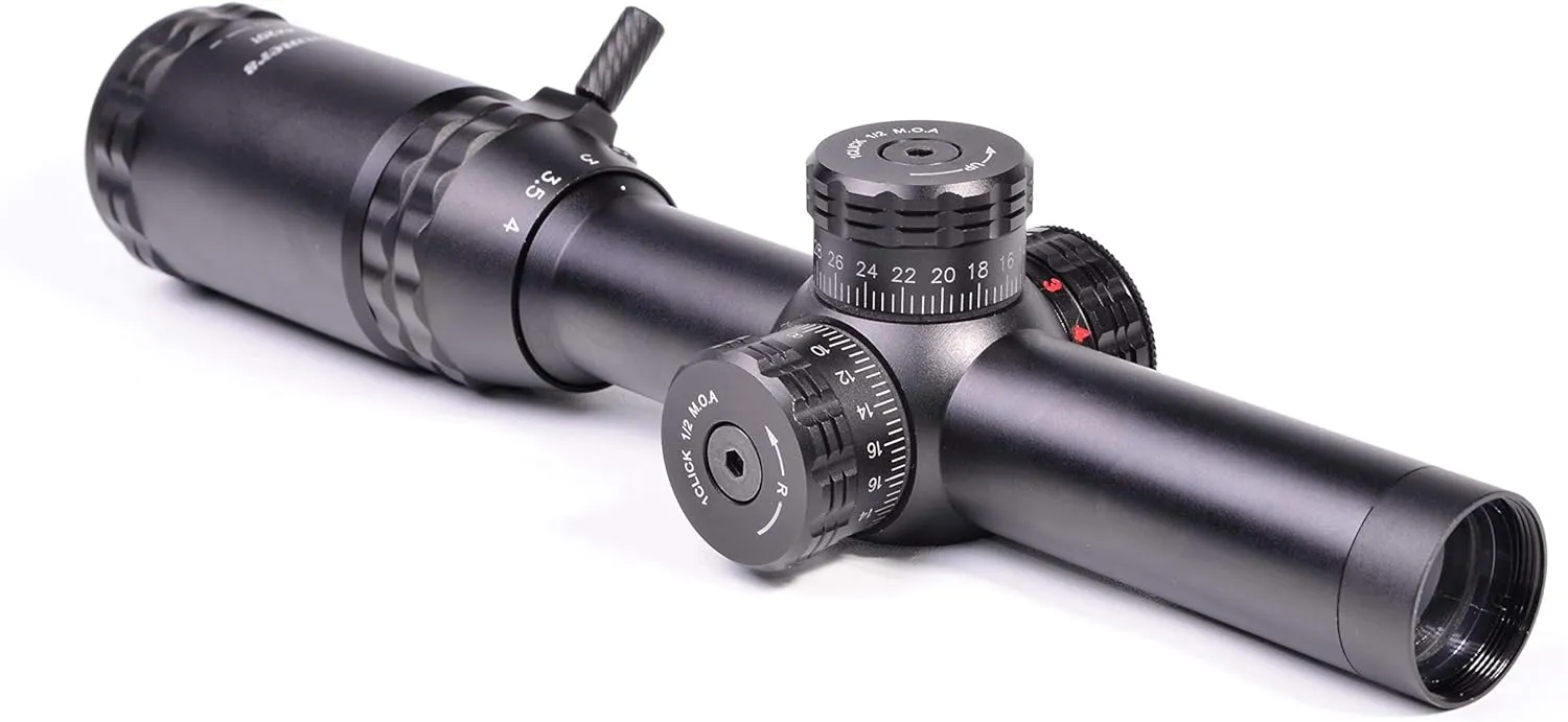 Hammers Lightweight Lever Action Rifle Scope 1-4x20 w/Illuminated Etched Glass Hog Pig Reticle 1inch Tube Weaver Rings Finger Adjustable Lockable Turret Screw Speed Lever