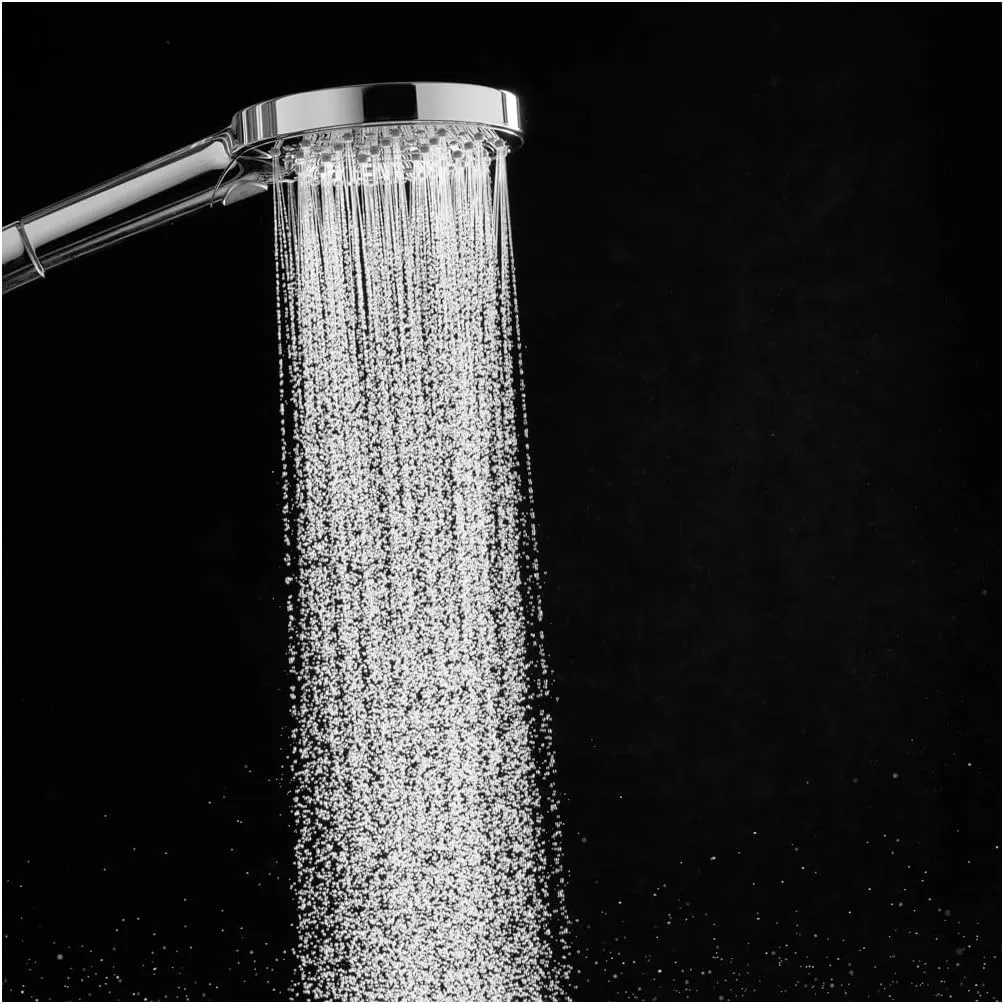 hansgrohe Raindance Select S Adjustable 5-inch Handheld Shower Head Set Modern 3 Spray PowderRain, Full and Massage Easy Install with Hose in Chrome, 1.75 GPM, 04905000