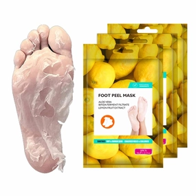 Happy Feet Foot Peel Mask, Original Exfoliate Foot Mask, Callus Remover for Rough Cracked Dry Feet Dead Skin, Lemon 03 Packs