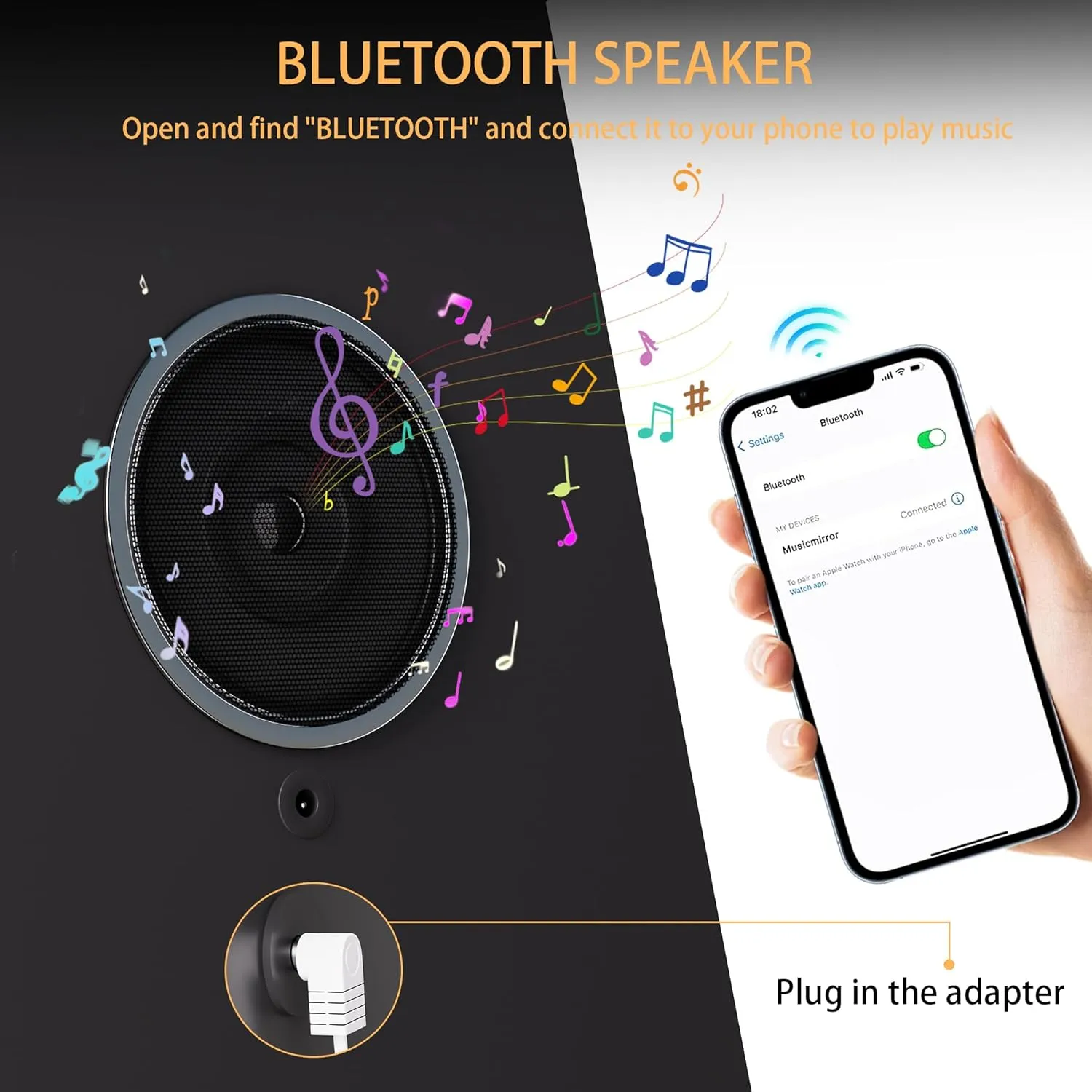 Hasipu LED Makeup Mirror with Bluetooth Speaker, 14" x 10" Vanity Mirror with Lights, 3 Modes Light, Smart Touch Control Dimmable, Rectangle White Frame