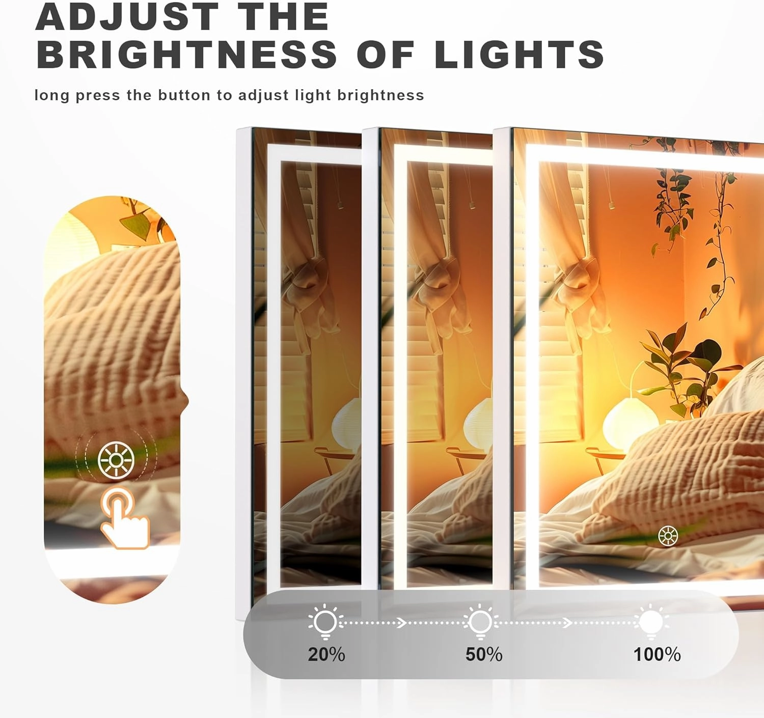 Hasipu Vanity Mirror with Lights and Bluetooth Speaker, 10.6" x 13.8" LED Makeup Mirror with 10X Magnification, Smart Touch 3 Colors Dimmable, Brightness Adjustment, 360° Rotation, White