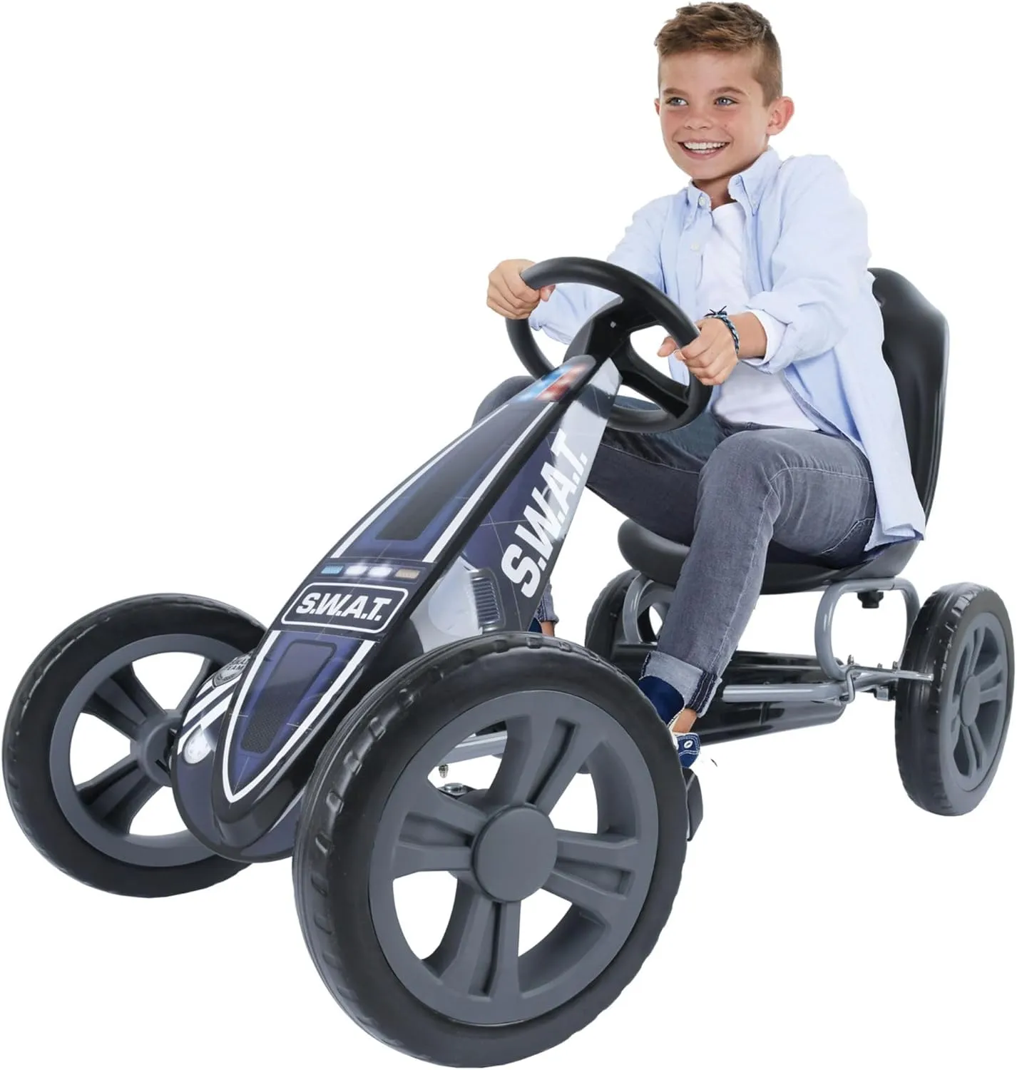 Hauck Cyclone Pedal Go Kart with Adjustable Bucket Seat for Kids Ages 4 to 8, S.W.A.T.