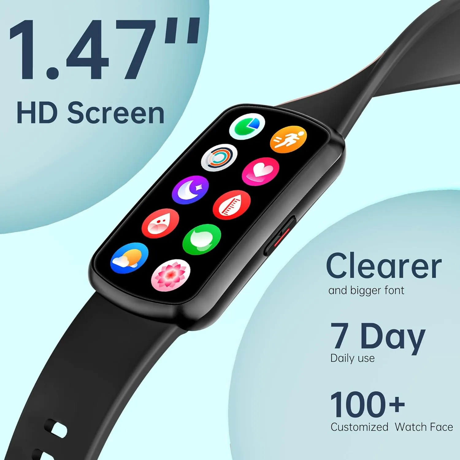 Health Fitness Tracker with 24/7 Heart Rate and Blood Pressure, Smart Watch with Blood Oxygen Monitor, 120  Sport Mode, Sleep Tracking Waterproof Activity Tracker for Women Men