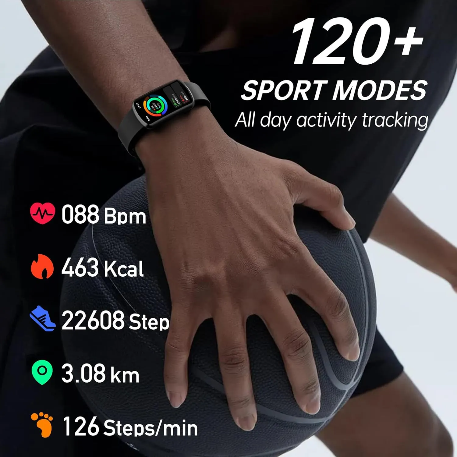 Health Fitness Tracker with 24/7 Heart Rate and Blood Pressure, Smart Watch with Blood Oxygen Monitor, 120  Sport Mode, Sleep Tracking Waterproof Activity Tracker for Women Men