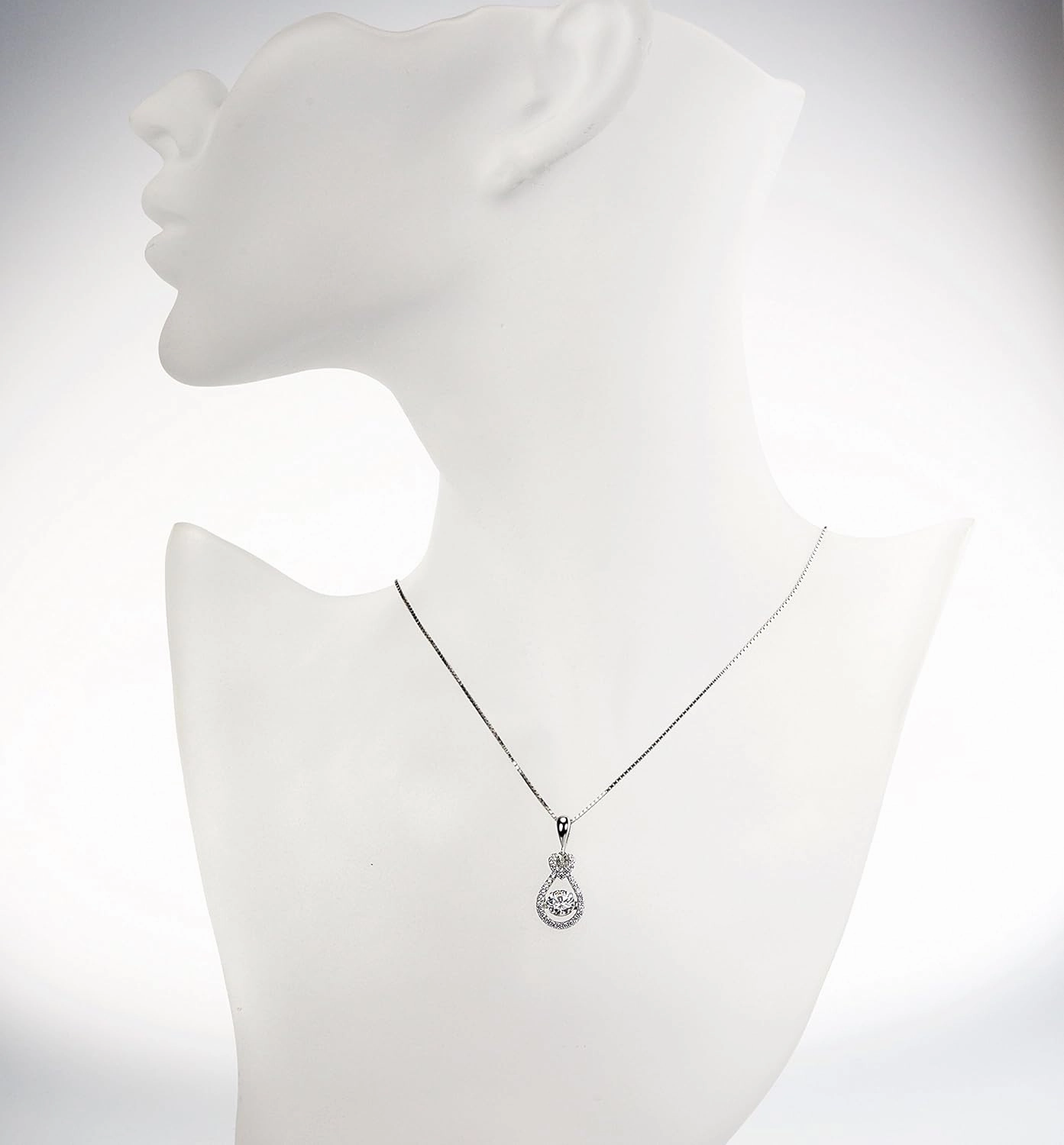 Heart & Pear Dancing Gemstone Necklace for Women 925 Sterling Silver & Pure Brilliance Zirconia