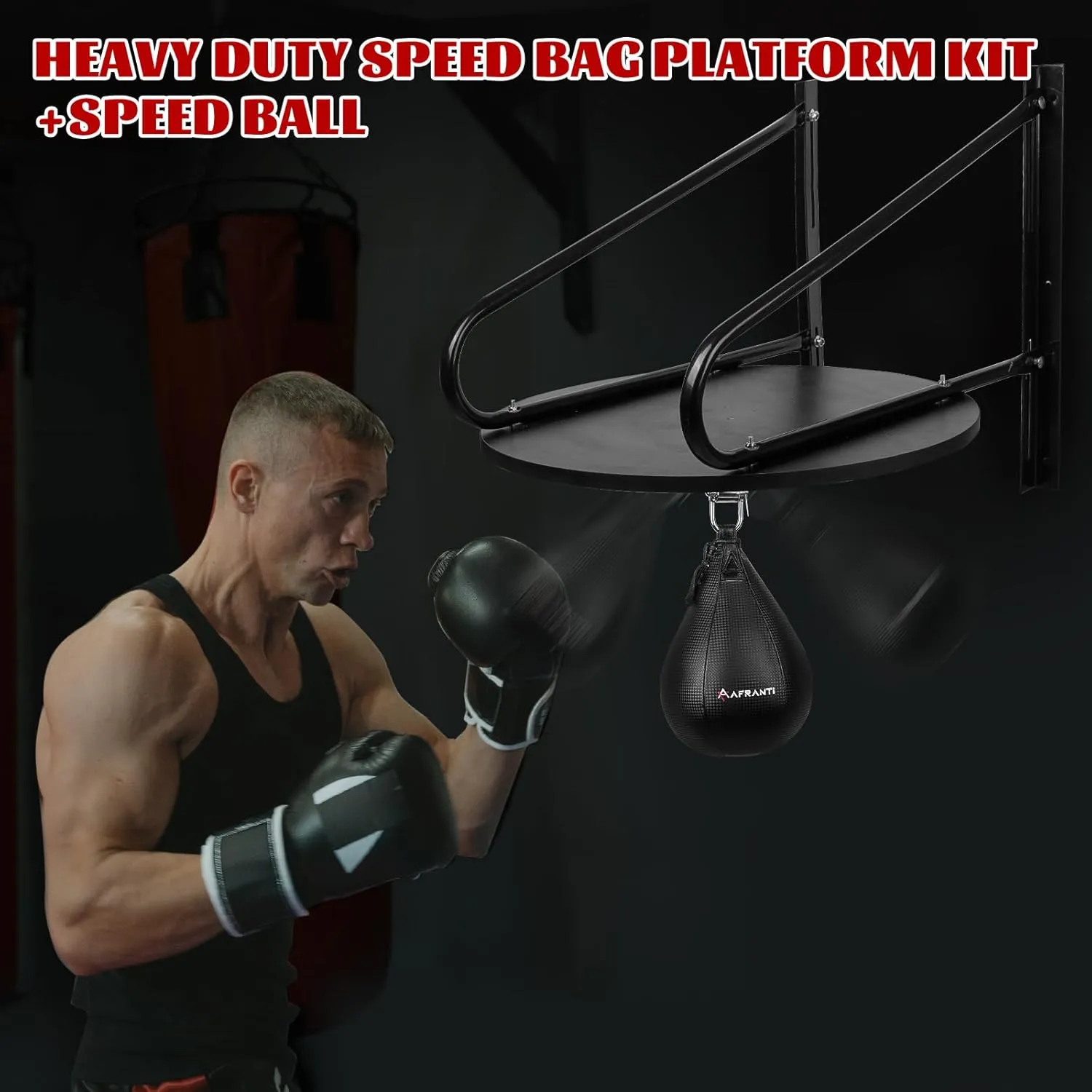 Heavy Duty Adjustable Speed Bag Platform Kit 24"   Speed Punching Ball (10"x7") Adjustable Height Wall Mount Professional Fitness Ball Boxing Reaction Training Kit