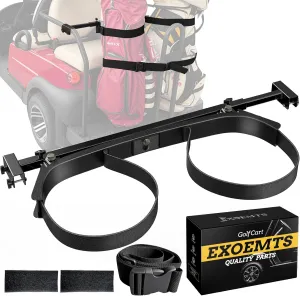 Heavy Duty Upgraded Golf Cart Bag Holder, Adjustable Rear Seat Bracket for 2 2 Golf Cart with 1" Square Tube, No Drilling Bag Holder Attachment for Club Car, EZGO, Yamaha, Include Hook & Loop